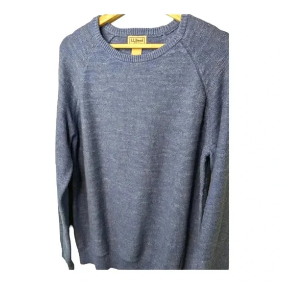 VTG L.L. Bean Mens 100% Organic Cotton Long Sleeve Blue Crewneck Sweater Size M - Picture 5 of 12